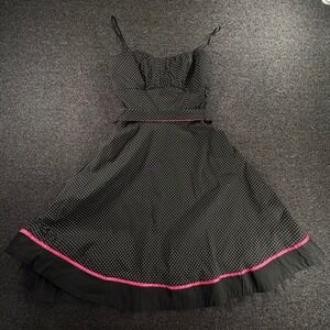 Ruby Rox Polka Dot Rockabilly Dress Womens 9 Black Pink Tulle Retro Fit Flare